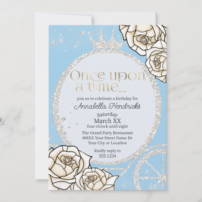 Princess Carriage Cinderella Fairytale Einladung (Vorderseite)