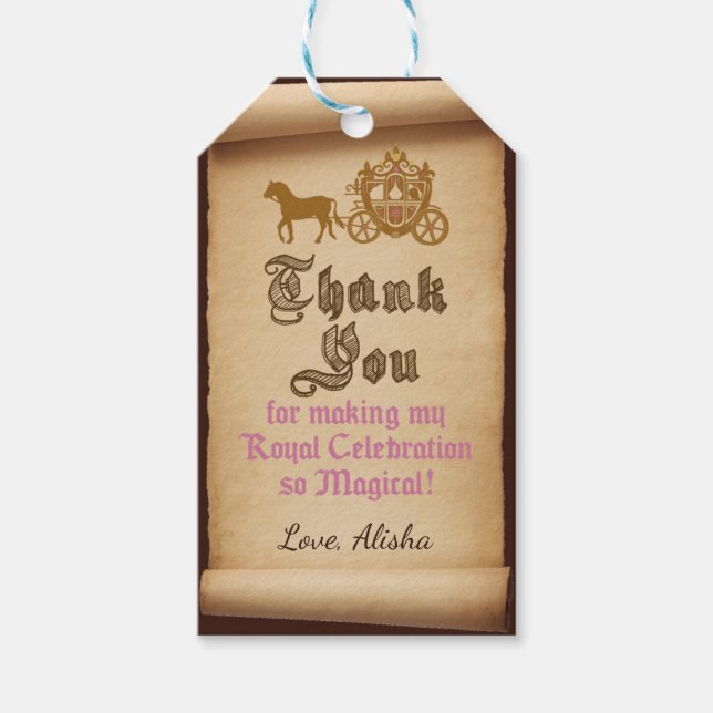 Princess Carriage Favor Tag Geschenkanhänger (Vorderseite)