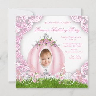Princess Carriage Foto Birthday Party Einladung