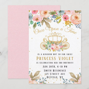 Princess Carriage Gold Glitzer 100. Geburtstagspar Einladung