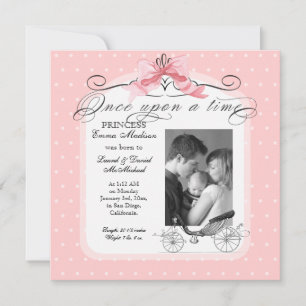 Princess Carriage Pink Ribbon Foto Baby Girl Ankündigung