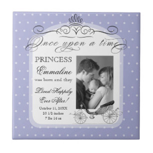Princess Carriage Polka Dot Swirl Foto Baby Girl Fliese