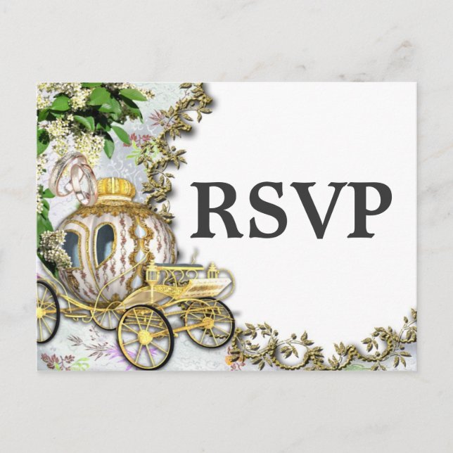 Princess Carriage Theme Wedding RSVP Postcard Einladungspostkarte (Vorderseite)