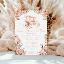 Princess Carriage Vintag Pink Roses Baby Dusche