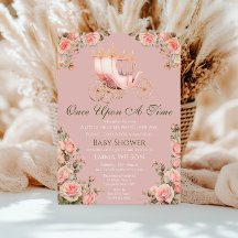Princess Carriage Vintag Pink Roses Baby Dusche