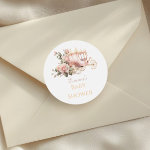 Princess Carriage Vintag Pink Roses Baby Dusche Runder Aufkleber