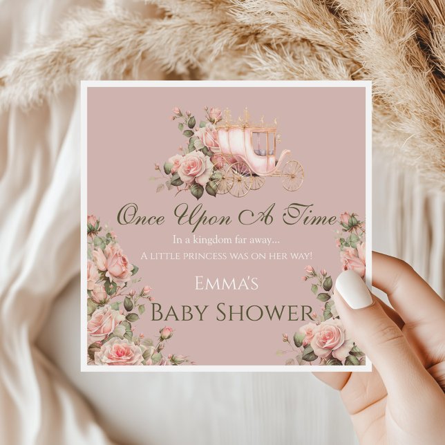 Princess Carriage Vintag Pink Roses Baby Dusche Serviette (Von Creator hochgeladen)