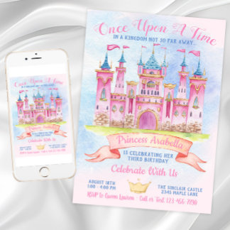 Princess Castle beliebte Zahlenprinzessin Geburtst Einladung