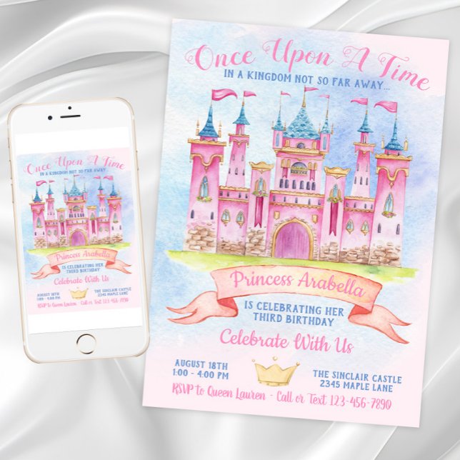 Princess Castle beliebte Zahlenprinzessin Geburtst Einladung (Princess Castle Any Number Princess Birthday Party Invitation. Digital download and print files.)