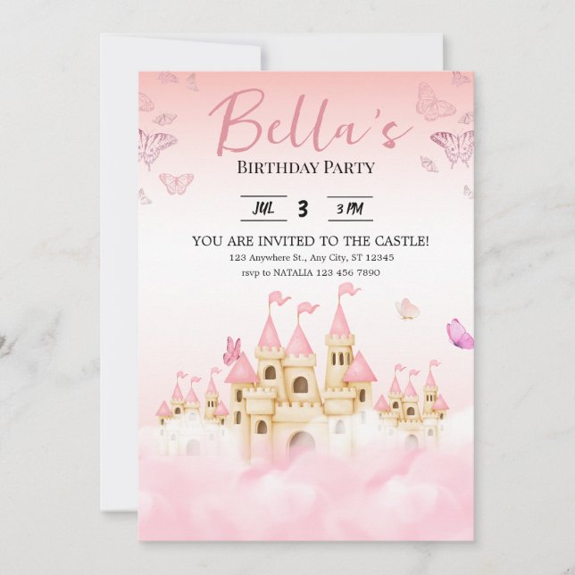 Princess Castle Birthday Einladung (Vorderseite)