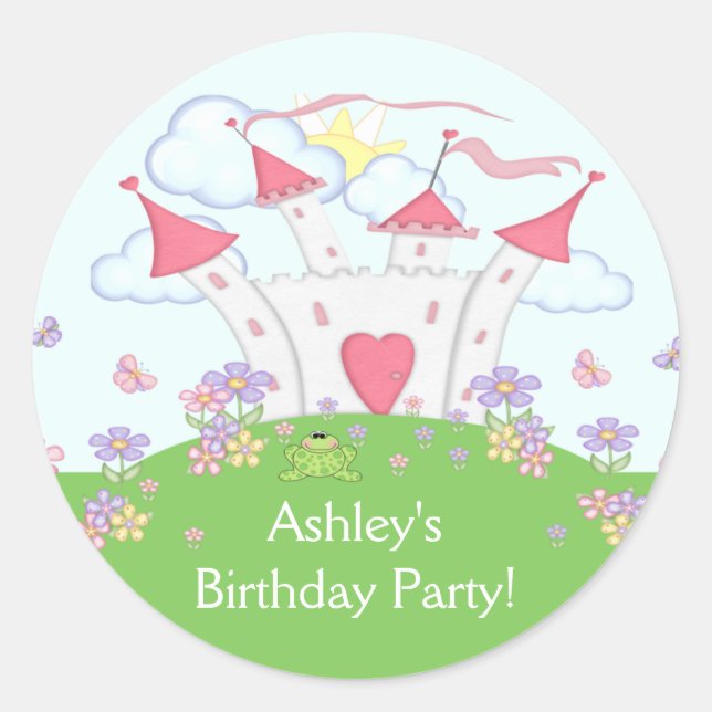 Princess Castle Birthday Party Sticker (Vorderseite)