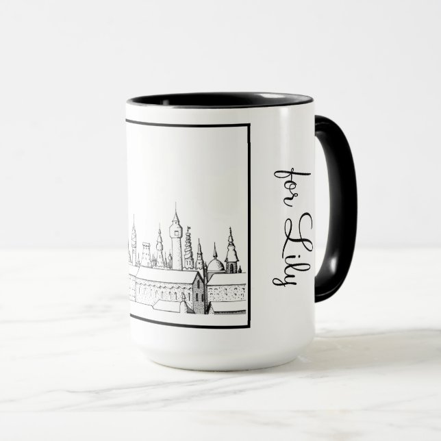 Princess Castle Black and White #2 Ringer 15oz Tasse (VorderseiteRechts)