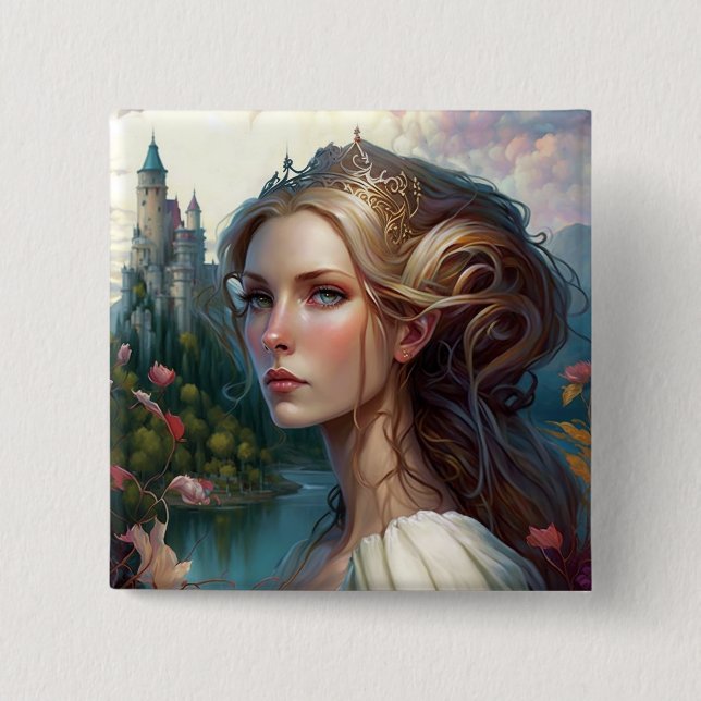 Princess Castle Fantasy Kunst, Dichtung und Musik Button (Vorderseite)