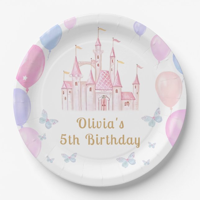 Princess Castle Girl Birthday Paper Plate Pappteller (Vorderseite)