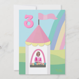 Princess Castle Girly Birthday Party Foto Einladun Einladung