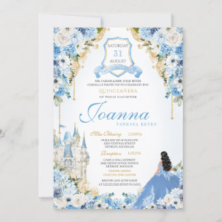 Princess Castle Light Blue Aschenputtel Quinceaner Einladung