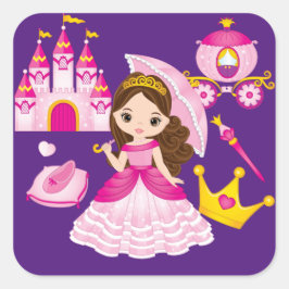 Princess Castle Little Girls Queen Royalty Quadratischer Aufkleber