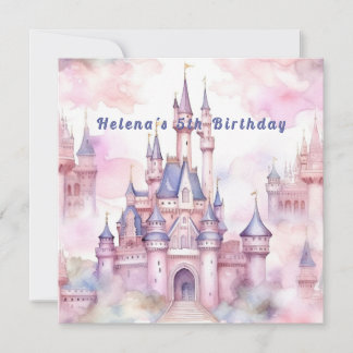 Princess Castle Pink Lila Geburtstag Einladung