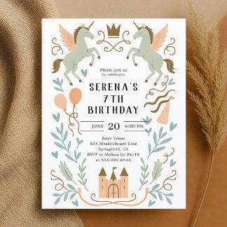 Princess Castle Unicorn Geburtstag Postkarte