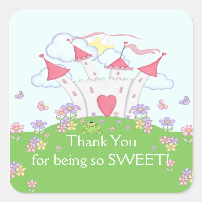 Princess Castle Vielen Dank Square Sticker! Quadratischer Aufkleber (Vorderseite)