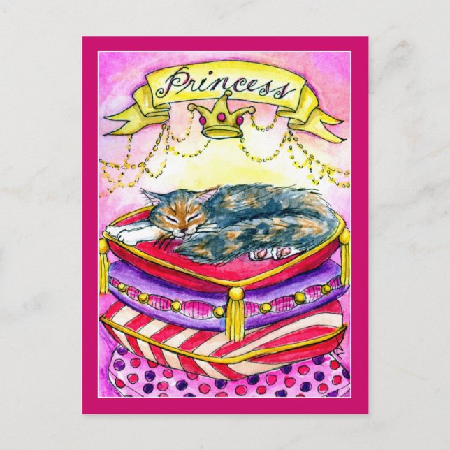 Princess Cat Kitten in rosa Postkarte (Vorderseite)