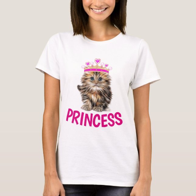 PRINCESS CAT kITTEN T - Shirt, Ladys Girls T-Shirt (Vorderseite)
