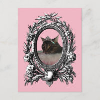 Princess Cat Vintag Frame Rosa Hintergrund