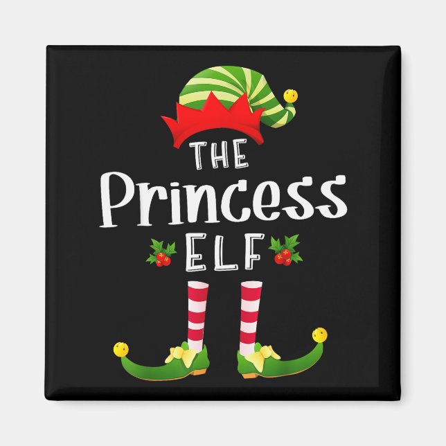 Princess Christmas Elf Matching Pajama X-mas Party Magnet (Vorne)