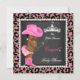 Princess Cowgirl Babydusche Pink Brown Ethnic Einladung