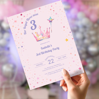 Princess Crown 3. Geburtstag Ihre Königliche Dreij Einladung