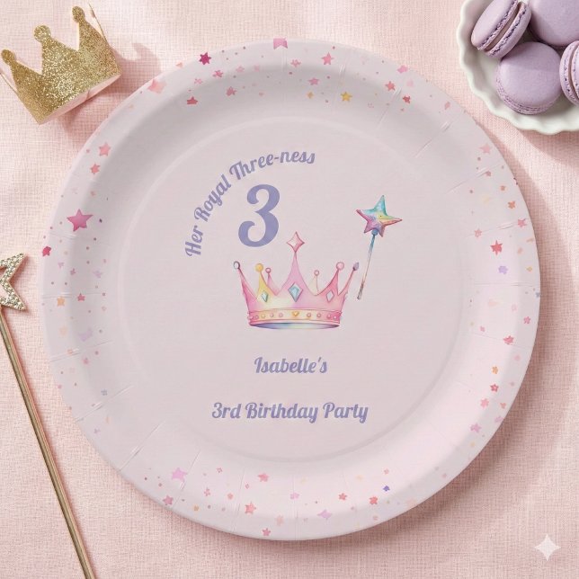Princess Crown 3. Geburtstag Royal Threeness Pappteller (Von Creator hochgeladen)
