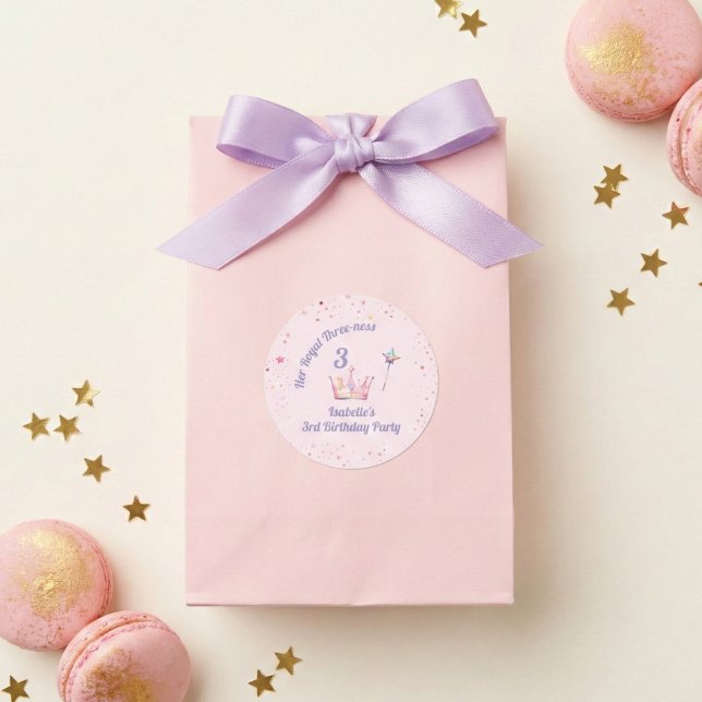 Princess Crown 3rd Birthday Royal Threeness Runder Aufkleber (Von Creator hochgeladen)