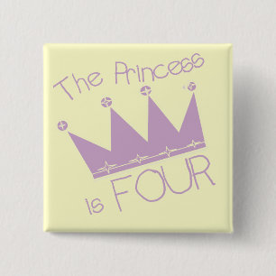 Princess Crown 4th Birthday Tshirts Button