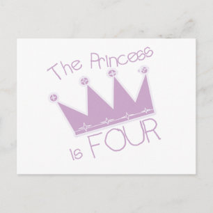 Princess Crown 4th Birthday Tshirts Postkarte