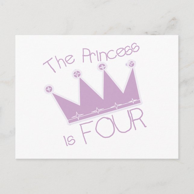 Princess Crown 4th Birthday Tshirts Postkarte (Vorderseite)