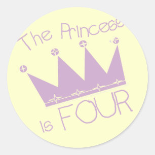 Princess Crown 4th Birthday Tshirts Runder Aufkleber
