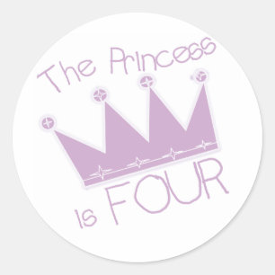 Princess Crown 4th Birthday Tshirts Runder Aufkleber