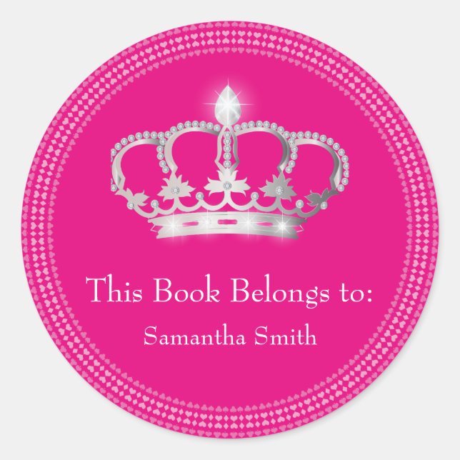 Princess Crown-Buch Runder Aufkleber (Vorderseite)