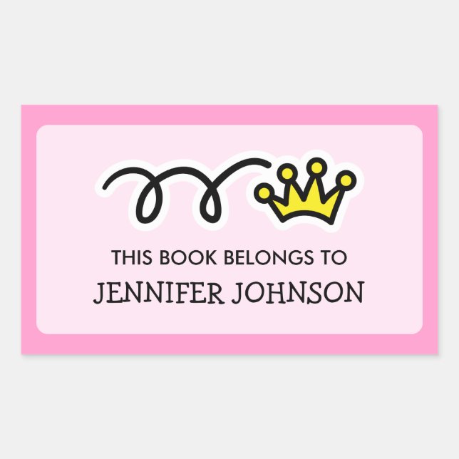Princess Crown Dieses Buch gehört zum Aufklebereti Rechteckiger Aufkleber (Vorderseite)