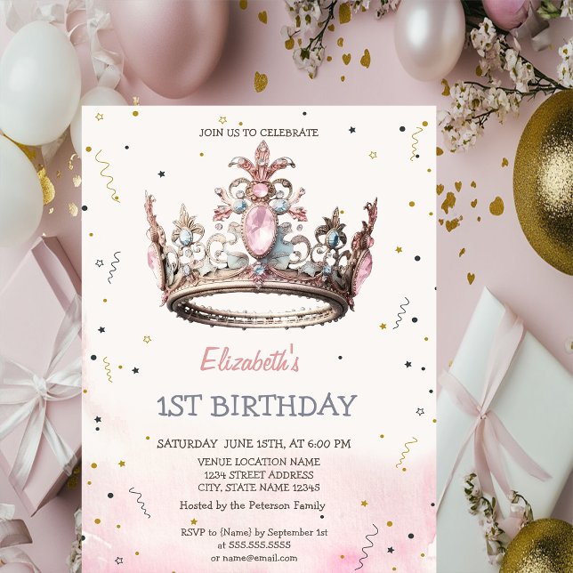 Princess Crown Fairytale Birthday Einladung (Von Creator hochgeladen)