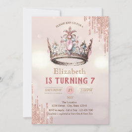 Princess Crown Glitzer Tropfens Bokeh Birthday Einladung