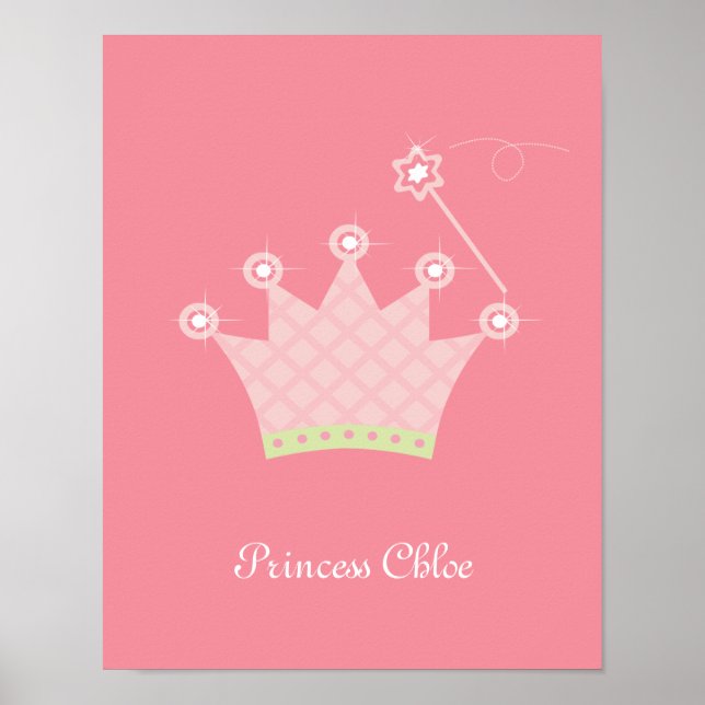Princess Crown Personalisiert Kids Wall Art Poster (Vorne)