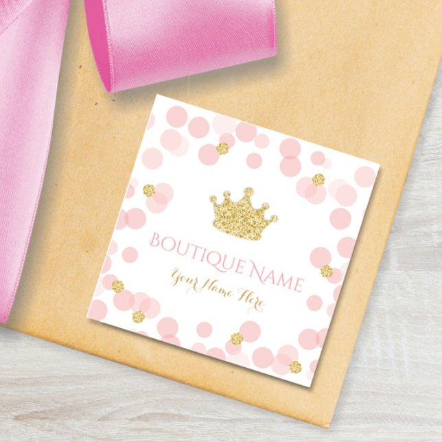 Princess Crown Pink Gold Boutique Business Card Begleitkarte (Von Creator hochgeladen)