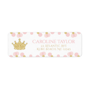 Princess Crown Pink Gold Glitter Punkte Adresse