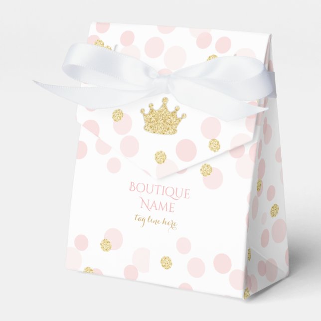 Princess Crown Pink Gold Glitzer Confetti Dots Geschenkschachtel (Vorderseite)