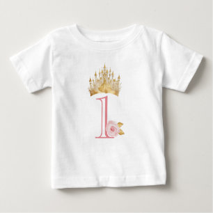 Princess Crown Pink Gold Royal 1. Geburtstag Party Baby T-shirt
