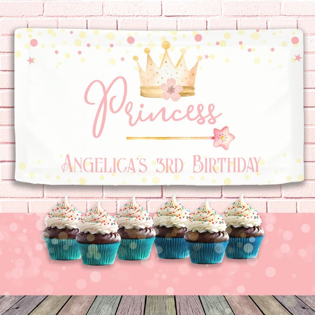 Princess Crown Pink Little Girl Birthday Banner (Von Creator hochgeladen)