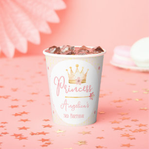 Princess Crown Pink Little Girl Birthday Pappbecher