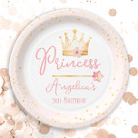 Princess Crown Pink Little Girl Birthday Pappteller<br><div class="desc">Niedliche Aquarellkrone mit Zauberstab Aquarellkunst. Kinderprinzessin Geburtstagsthema. Einfach zu personalisieren. Auch als digitaler Download erhältlich!</div>