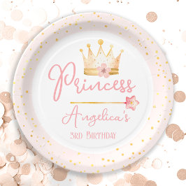 Princess Crown Pink Little Girl Birthday Pappteller